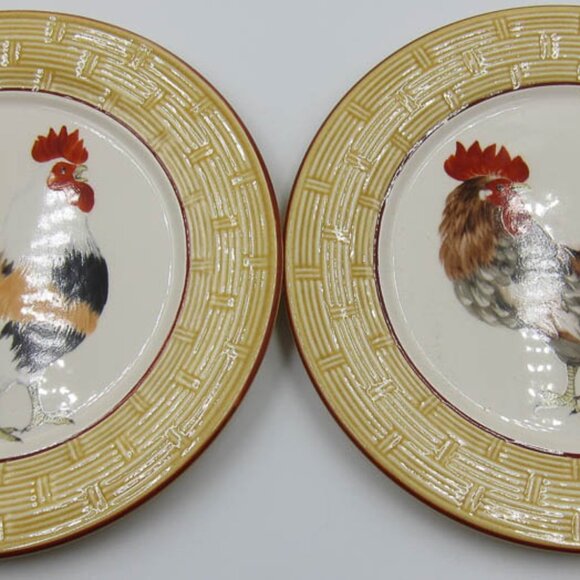 Niderviller Other - NEW 2 Niderviller France Cour Normande Rooster Farm Animal 8.5-Inch Salad Plates